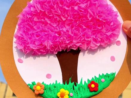 简单戳一戳,做一个春天植树节手工,跟孩子试一试吧!#手工 #手工制作 #亲子手工 #幼儿园手工