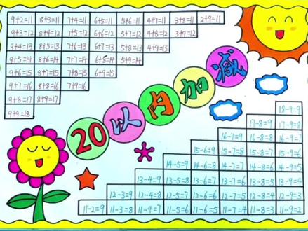 用尺子画简单又好看的20以内的加减法口诀表手抄报#数学手抄报 #20以内加减法 #20以内加减法口诀表 #一年级数学 #一年级手抄报