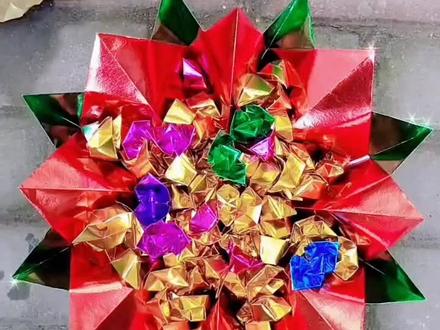 慢教程双色莲花盆,一看就会,#折纸教程 #简单易学 #莲花盆