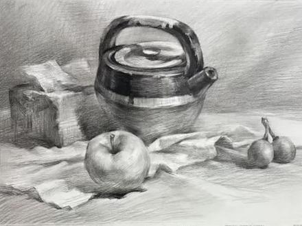 青岛艺校中考样题范画 #美术生 #中考美术 #青岛艺校 #素描静物 #艺考