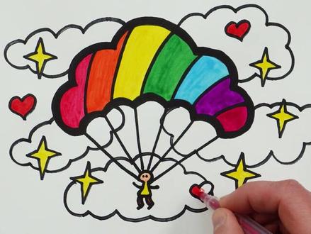 儿童简笔画 小朋友学会跳降落伞 简笔画#宝宝学画画 #简笔画教大家画简笔画 #育儿简笔画