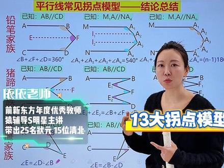 7下平行线拐点模型结论总结 月考压轴难点 平行线的性质判定 平行线辅助线作法#平行线的判定 #平行线拐点问题 #初一数学 #相交线与平行线 #数学思维