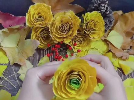 银杏叶手工花教程2#手工花制作 #创意手工 #银杏玫瑰花