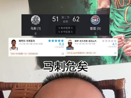 半场51:62 雷霆领先11分#马刺#雷霆#sga#文班亚马
