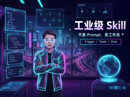 很多人第一次写 Skill,会把背景、规则、示例、注意事项全塞进一个 `SKILL.md`,看起来很完整,实际却很不稳定。因为工业级 Skill 真正要解决的,不是“把提示词写全”,而是把一类任务沉淀成一个按需触发、最小权限、可评测、可维护的工作流。这条内容我会把入口设计、工具边界、模型选择、渐进式披露和 eval 闭环一起讲透。
#Skill设计 #AI工作流 #ClaudeCode #Codex #Agent工程