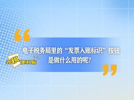 电子税务局里的“发票入账标识”按钮,是做什么用的呢?#办税便利贴