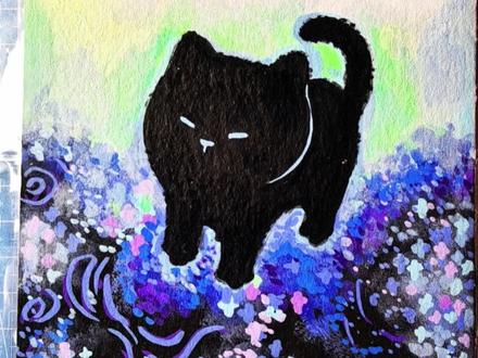 墨色踏花来,星点落满怀🌌
当黑猫坠入蓝紫色的夜梦中,每一笔都是温柔的回响
用一幅画,留住与猫的浪漫瞬间✨(临自小🍠:麻薯 Memoria)#丙烯马克笔 #跟着抖音学画画 #猫咪手绘 #梦幻画面 #青年创作者成长计划