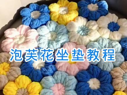 超美!13万人看过的泡芙花坐垫,教程来啦#钩针坐垫 #钩针教程 #手工钩织教程 #我的手工作品 #手工编织