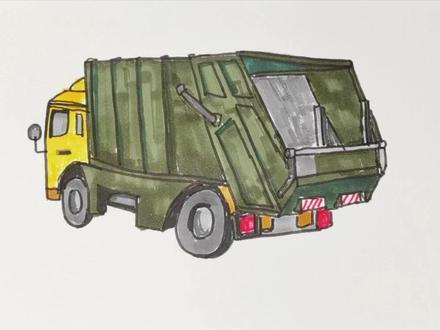 你认识它是什么车吗?他又有什么功能呢?#垃圾压缩车 #工程车 #简笔画 #环卫车 #原创作品