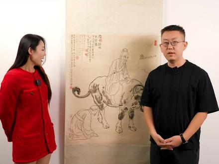 【周末大拍】徐悲鸿墨稿 黄养辉三跋《老子出关图》#徐悲鸿 #收藏爱好者 #字画收藏 #墨池