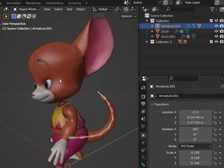 甩尾巴的动画-骨骼约束用法#blender教程 #动画制作