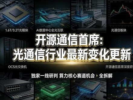光通信行业最新变化,光模块CPO光纤OCS核心要点一次性说清 开源通信首席最新观点更新#光模块 #CPO #光纤通信 #OCS #财经干货
