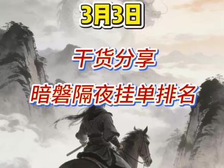 3.3 暗盘隔夜挂单最新数据 #财经 #股民交流 #洲际油气 #雷科防务 #热点