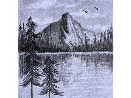 手残党必看!1支铅笔+1分钟=你的首张能炫耀的画#零基础学画画 #画画 #一学就会系列 #简笔画 #简单风景画