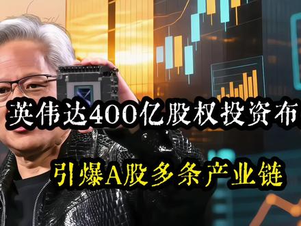英伟达400亿股权投资布局,引爆A股多条产业链#英伟达 #黄仁勋 #财经 #创作人计划