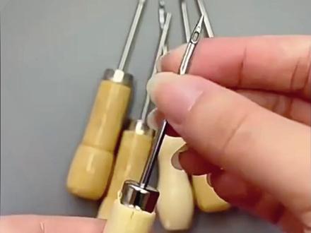 纳鞋底针上鞋的木柄锥子不锈钢尖钩针缝修鞋钩针补鞋工具带孔直锥#超便宜超划算#好物推荐