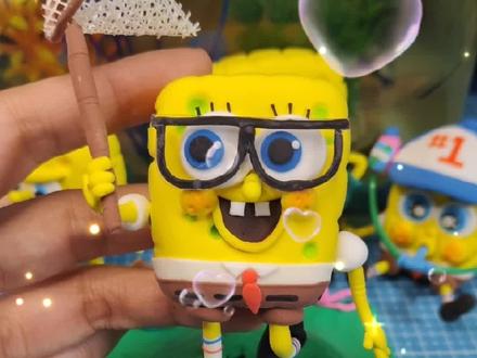 海绵宝宝奇葩造型6”水母捕手”#粘土手工 #手工diy #粘土教程 #创意手工 #海绵宝宝 #海绵宝宝派大星