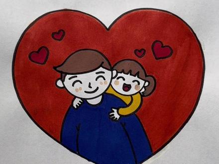 用爱心画一幅画送给爸爸#简笔画 ##父亲节 #一起来画画 #父亲节礼物