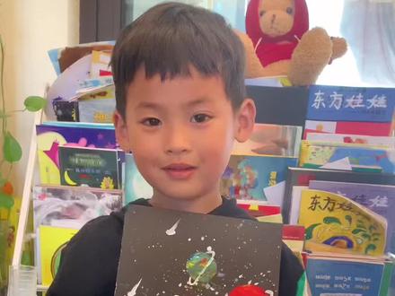 创意水粉画宇宙星系#一起学画画 #亲子画