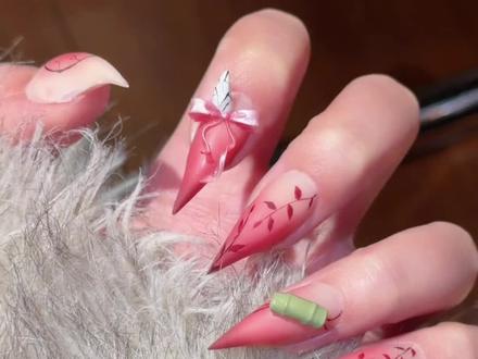 祢豆子元素美爪教程❗太可爱了一定要做 #美甲 #祢豆子 #鬼灭之刃