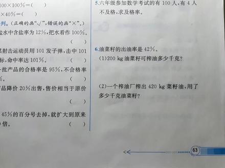 数学六年级上册课时练第63页(2022)