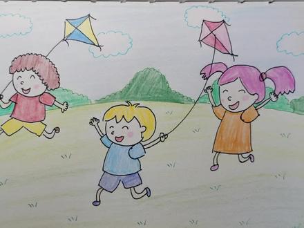 一起去放风筝吧!在上海居家的我已经迫不及待的想要出去玩耍啦!#儿童画 #儿童画教程 #放风筝儿童画 #儿童手绘