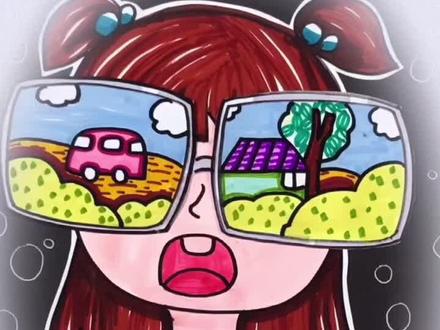 神奇眼镜~#简笔画 #创意美术 #儿童画 #画画 @抖音小助手