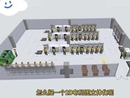 厂房生产车间示意图flexsim软件厂房二维图转三维图#精益生产 #精益管理 #厂房布局 #工厂规划 #中山市朝凤职业培训学校