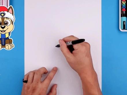 今天我们来画《汪汪队立大功》圣诞节版中的阿奇! #画画 #每日一画 #一起学画画 #跟着抖音学画画