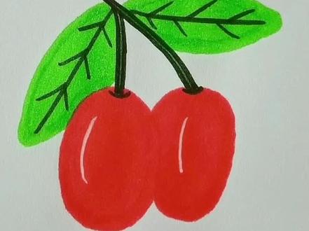 简单画红枣#简笔画#简笔画教程#亲子简笔画