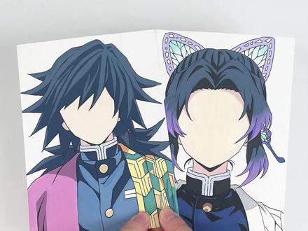 画五官挑战!!义忍组合#鬼灭之刃 #富冈义勇 #蝴蝶忍 #临摹 #掌握丙烯马克笔