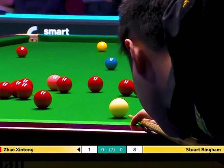 斯诺克最新的比赛!赵心童准度火拼宾汉姆,剧情一波三折失误不断 #台球 #斯诺克 #赵心童 #宾汉姆 #名场面
