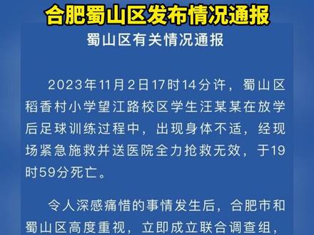 合肥蜀山区发布情况通报
