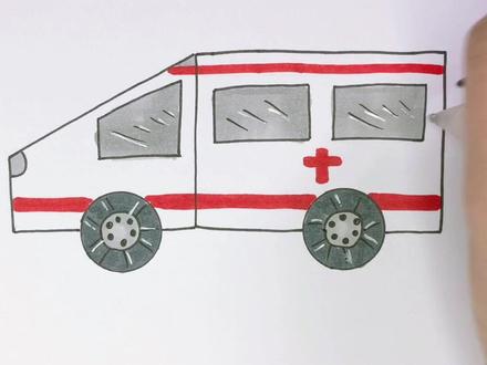 长方形+硬币画救护车,太阳终会升起,疫情总会过去,致敬医护人员#抗疫我们一定能行 #简笔画 #画画🎨 #救护车简笔画