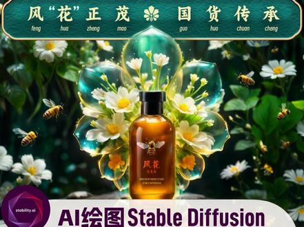 AI品牌LOGO延展海报设计FooocusMRE商业案例教程 #AI绘画 #StableDiffusion#国货 #海报设计 #教程