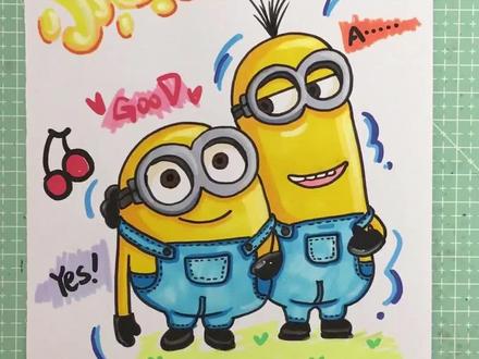 可爱的小黄人还不会画?一分钟教会你!快点赞收藏,跟着老师动起手来吧!#跟着抖音学画画 #一起学画画 #一学就会系列 #儿童画作品