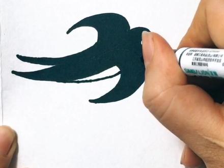 3和月亮画小燕子,再学不会我生吃这张八开纸#简笔画