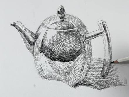 不锈钢壶排线铺色#零基础学画画 #素描静物 #素描快速提高方法 #素描排线