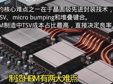 #中国芯片崛起 #国产芯片 #HBM芯片 #半导体
再次分享关于HBM存储芯片知识 。HBM存储芯片国内以前是从韩国购买的,现在面临美制裁。国内公司正在努力奋斗,虽然和高技术HBM存储芯片还有距离,但是在中低端国内多间上市公司还是有技术储备的。生产出HBM存储芯片需要多公司间配合,在不同环节技术含量不同,成本占比也一定不同。本视频资料介绍 TSV技术是关键一环。本人正在寻找有实实在在TSV技术上市公司。有时觉得,虽然有的公司介绍里说有TSV技术储备,但是是否真实?是否达到量产水平,只能通过不断学习去伪存真。
HBM生产的核心难点之一在于晶圆级先进封装技术,主要包括TSV、micro bumping和堆叠键合。
HBM首先使用TSV技术、micro bumping技术在晶圆层面上完成通孔和凸点,再通过TC-NCF、MR-MUF、Hybrid Bonding工艺完成堆叠键合,然后连接至 logic die,封测公司采用cowos工艺将HBM、SoC通过interposer硅中介层形成互通,最终连接至基板。
其中,HBM制造中TSV成本占比最高,直接决定良率。