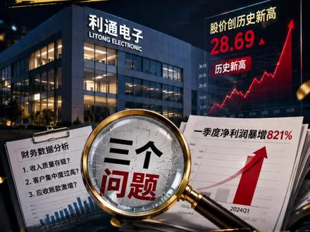 从卖电视零件到年赚10亿!利通电子这场转型,我给你算笔账 利通电子,股价又创历史新高,我查了数据,发现了一些很有意思的东西,今天给大家讲讲。先看数字。2026年一季度,公司实现营业收入9.97亿元,同比增长41.61%;归属于上市公司股东的净利润2.71亿元,同比增长821.08%,净利润涨了八倍。这个数字,在整个A股一季报里,都是非常靠前的。但这不是最让我惊讶的。我惊讶的,是这家公司2024年的扣非净利润588.9万,2025年全年,这家公司的净利润是多少?2.359亿,这是怎么做到的?这事还要从2023年开始讲,那一年公司大举进入AI算力租赁和云服务业务。说白了,就是买大量GPU服务器,组建算力集群,然后租给有AI需求的企业。这个赛道,踩中了2023年到2026年整个AI浪潮的最强风口。结果怎么样?我拿到了两组交叉验证的数据,把它们放在一起看,非常说明问题。第一组数据,来自公司2025年年报和2026年一季报,这是经审计的公开披露数据:2025年全年,公司算力业务实现收入12亿元,占总营收的36.27%,毛利率49.69%。注意这个数字,毛利率49.69%,是传统精密制造业务的整整5倍。同一时期,精密金属结构件业务毛利率是多少?9.87%。已经跌到了个位数。到了2026年一季度,公司算力业务规模进一步扩大。公司在互动平台确认,直接运营的AI算力云规模已经达到38000P。这个38000P是什么概念?我给大家算一笔账。2025年全年,算力业务收入12亿元,年底时点算力规模约29000P。按这个口径,每P对应的年收入大约是12亿除以29000P,每P每年大约贡献4万元左右的收入。到了今年一季度末,规模扩张到38000P,假设单价基本稳定,这块业务的年化收入规模可以达到15亿元左右。而公司一季度总营收是9.97亿元,全年预估约40亿元。算力业务占比还会继续提升。所以这家公司的故事,核心就是一句话:从一个毛利率10%的电视零件厂,变成了一个毛利率50%的AI算力公司。利润增长的核心驱动力,就是这一个业务转型。现在我来回答一个问题:股价涨了这么多,现在还能不能追?我们做投资,最怕听到的一句话就是"基本面很好,所以可以买"。基本面好,不代表任何价格都好。#利通电子 #AI算力 #财经 #股民