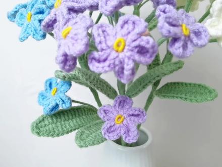 勿忘我钩织教程三,组装。#钩针编织教程 #手工钩针