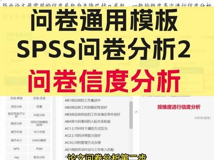 SPSS问卷分析第2步:量表问卷信度分析 #问卷 #信度 #论文 #科研 #数据分析