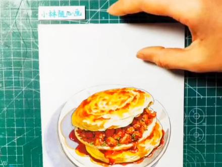 饿了吗?饿了就跟我一起来画肉夹馍吧,主打一个越画越饿~#零基础学画画 #治愈系绘画 #每天学一幅画 #绘画教学 #马克笔画