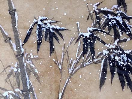 简单易学的《雪竹画法》,你学会了吗?#国画教程 #国画入门教学 #零基础学国画 #谁说国画不抖音 #教国画的丢丢老师