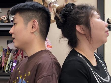 其实我俩妆还挺搭的。 #mm豆化妆挑战 #情侣 #妆前妆后