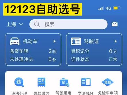 上海新能源车辆12123自选车牌#车牌选号 #用车知识 #新手上路