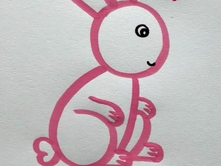 可爱的小兔子看起来好乖哦!#儿童简笔画#亲子互动