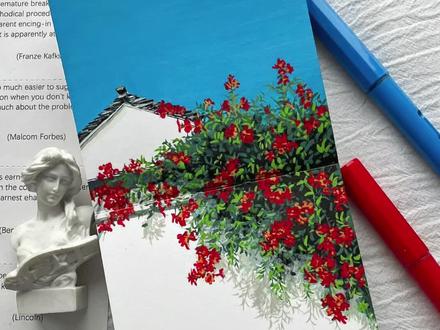 丙烯马克笔·凌霄花满墙 #跟着抖音学画画 #绘画教程 #丙烯马克笔 #青年创作者成长计划
素材:🍠