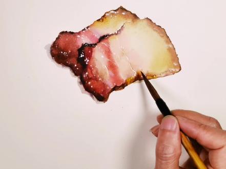 水彩-简单易学的腊肉画法-绘画教程-画画#水彩教程 #水彩画#抖音小助手@DOU+小助手