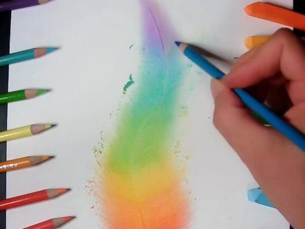 #抖音小助手 #彩铅 #色粉 送你一支七彩幸运羽毛